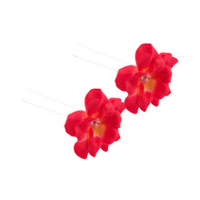 Load image into Gallery viewer, Mimy Flower &amp; Diamante Hair Pins 2 pack
