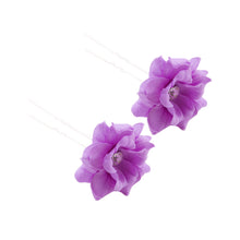 Load image into Gallery viewer, Mimy Flower &amp; Diamante Hair Pins 2 pack