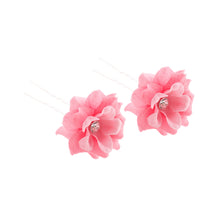 Load image into Gallery viewer, Mimy Flower &amp; Diamante Hair Pins 2 pack