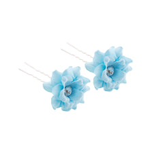 Load image into Gallery viewer, Mimy Flower &amp; Diamante Hair Pins 2 pack