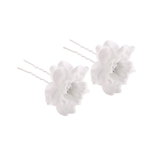 Load image into Gallery viewer, Mimy Flower &amp; Diamante Hair Pins 2 pack